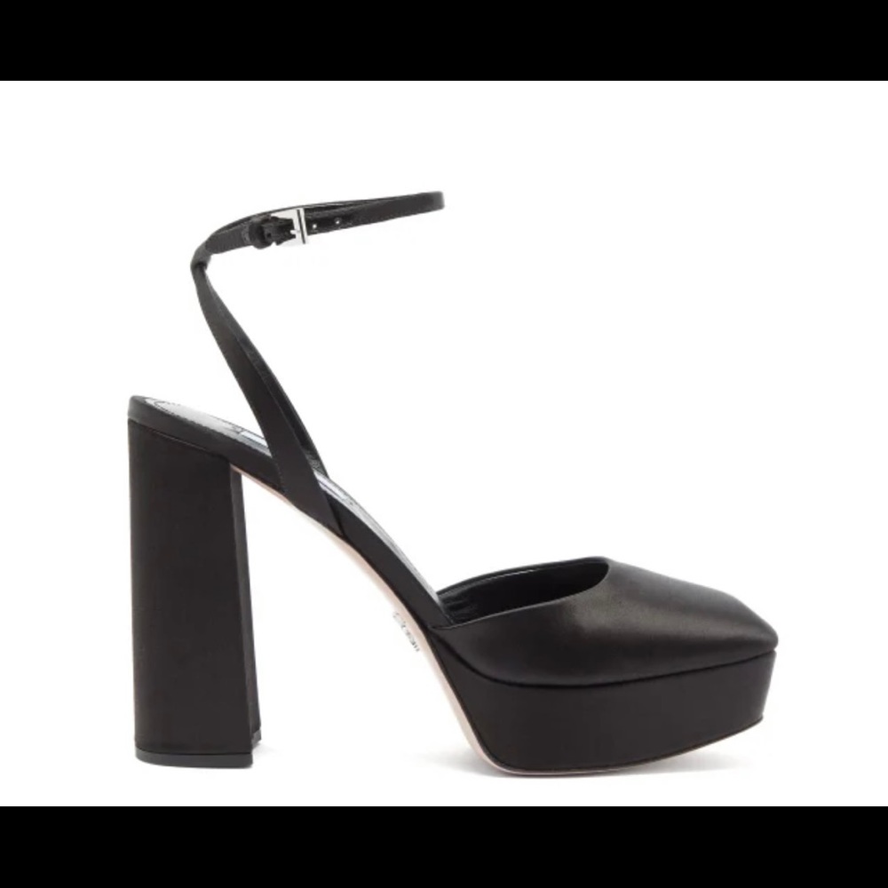 Prada Square-tie satin plataform sandals.